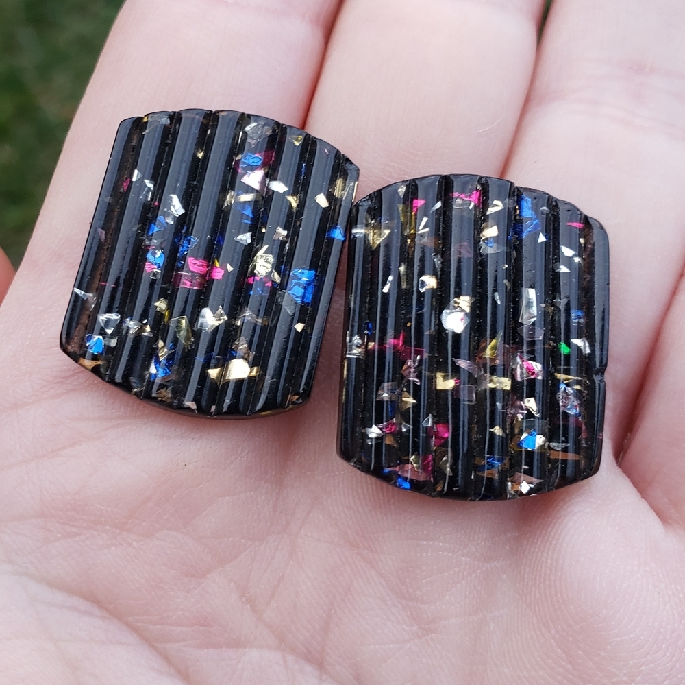 Rectangular Retro Chunky Glitter Acrylic Earrings